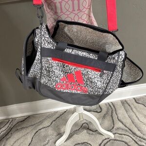 Adidas Women's gray patterned and hot pink gym bag